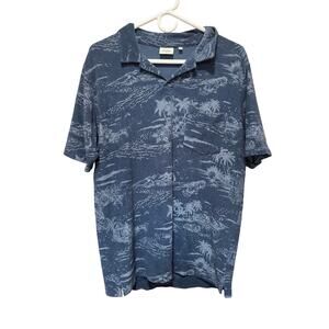 Hartford Blue Patterned Polo Shirt Short Sleeve Size Medium